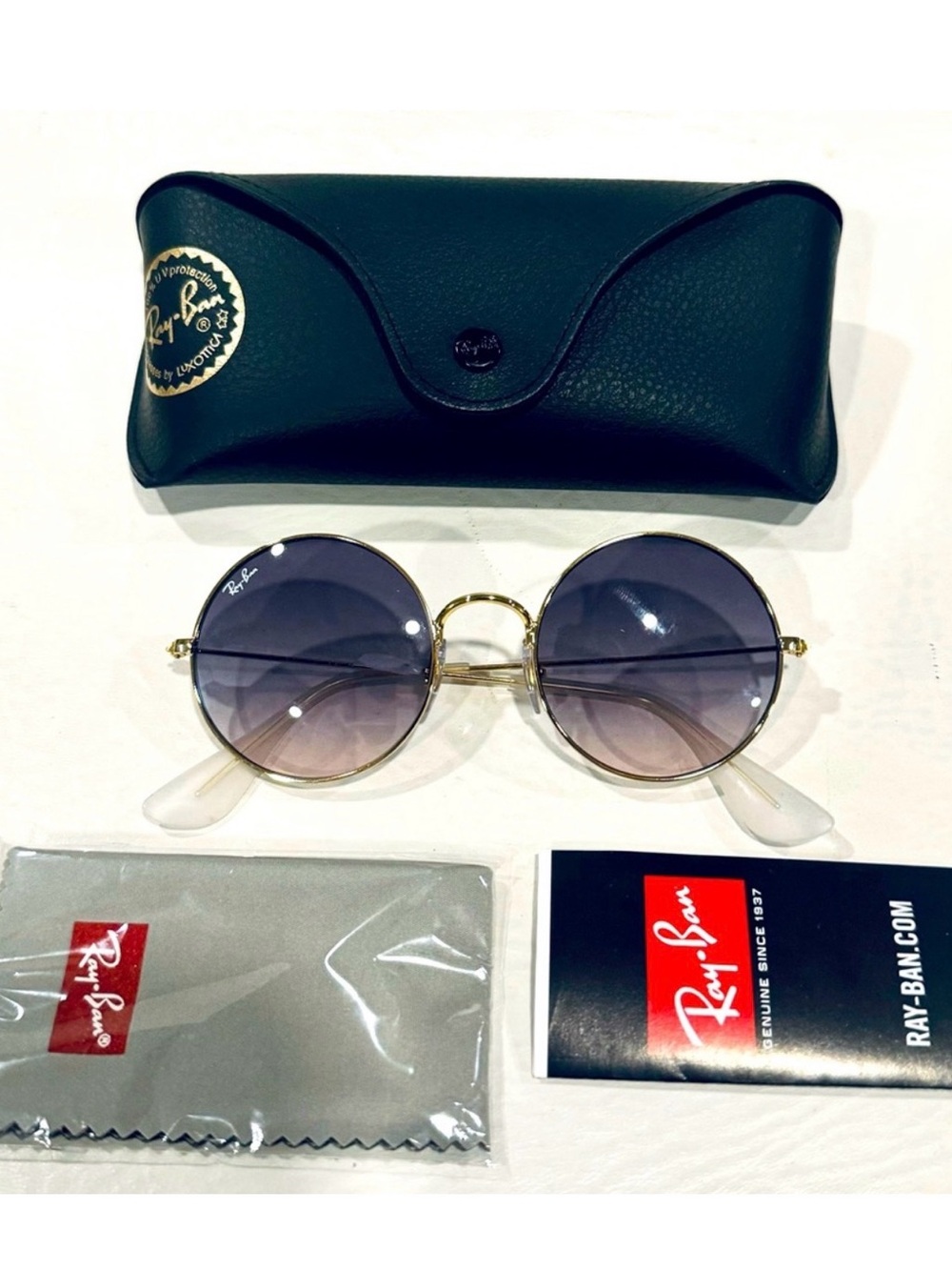Ray-Ban Women's Round Metal Sunglasses - Gold Frame with Gradient Purple Lenses